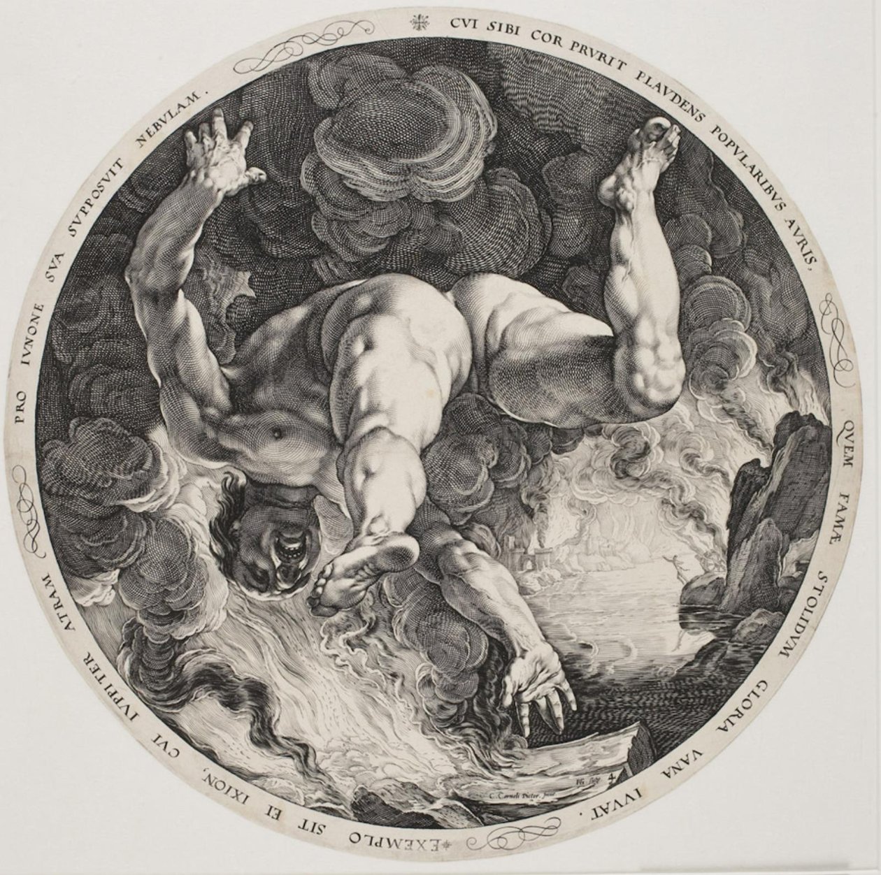 De vier schandvlekken - Ixion door Hendrick Goltzius
