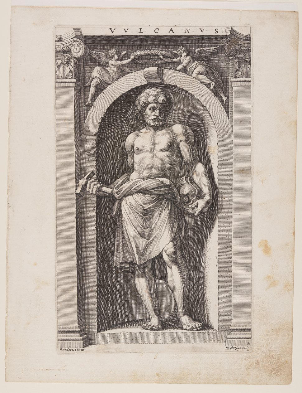 Vulcanus, van Acht Heidense Goden door Hendrick Goltzius