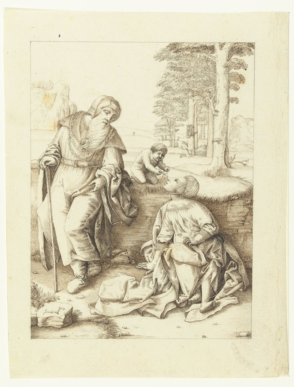 De heilige familie door Hendrick Hondius (I)