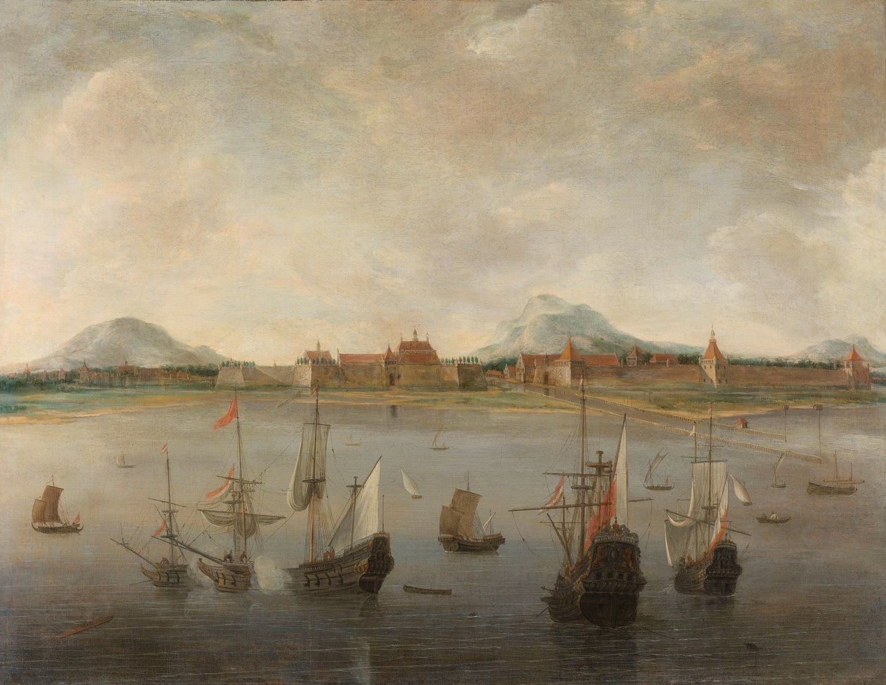 Uitzicht op Batavia door Hendrick Jacobsz. Dubbels