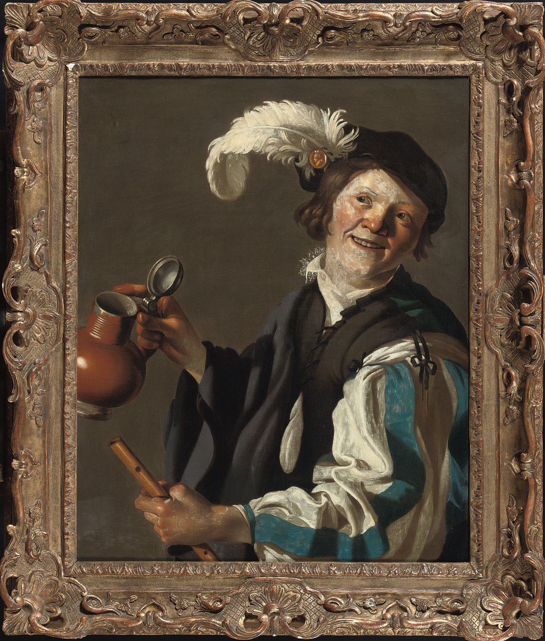 Een jongen met een fluit en een kruik door Hendrick Jansz Terbrugghen