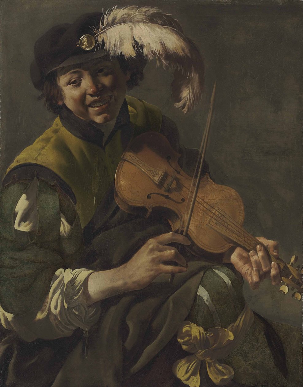 Een jongere die viool speelt door Hendrick ter Brugghen