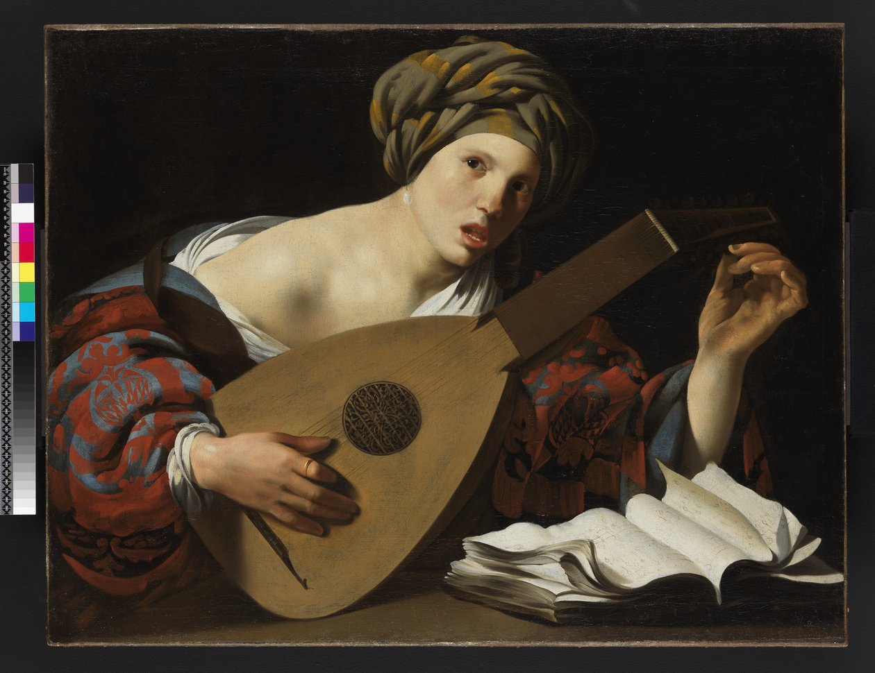 Jonge vrouw die een luit stemt, ca. 1626-27 door Hendrick ter Brugghen