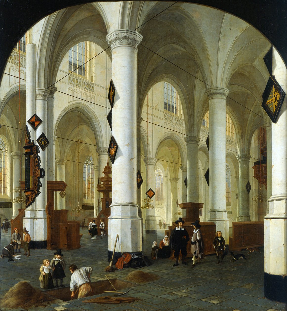 Interieur van de Oude Kerk in Delft door Hendrik Cornelisz. van Vliet