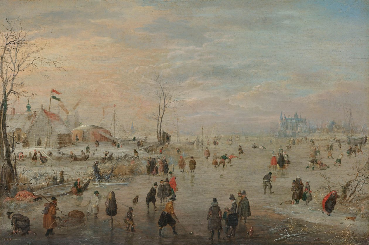 Genieten van het IJs, c.1615-20 door Hendrik Avercamp