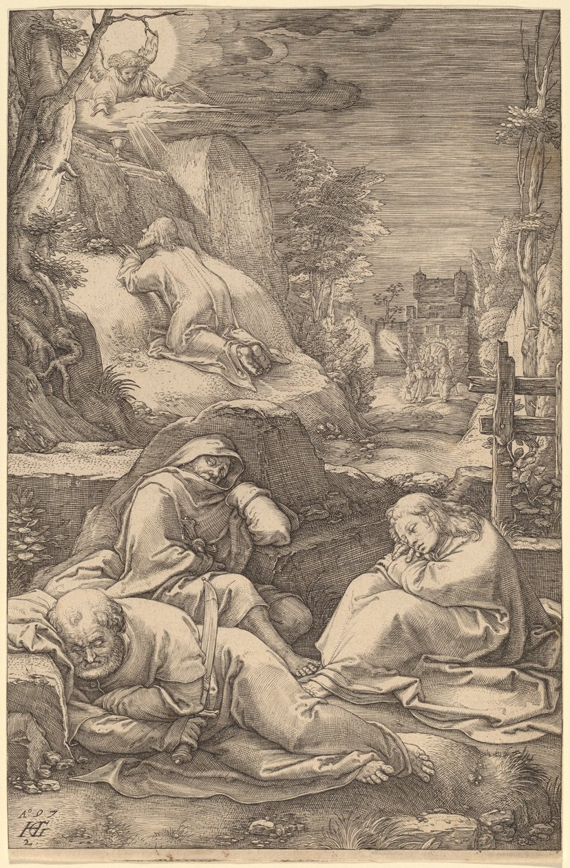 Christus op de Olijfberg door Hendrik Goltzius