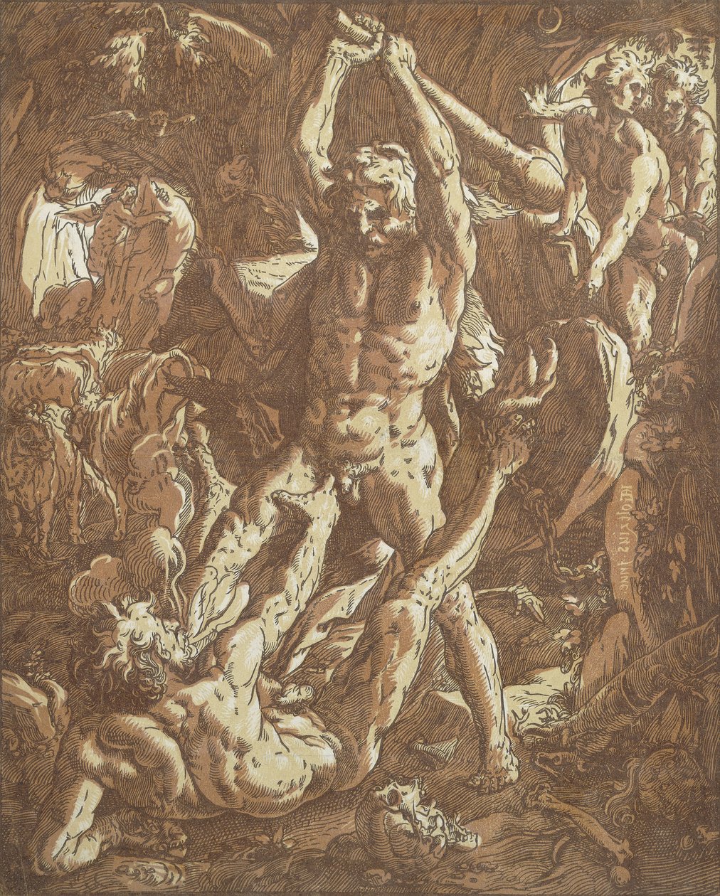 Hercules Doodt Cacus door Hendrik Goltzius