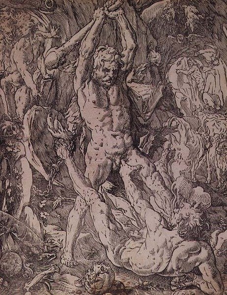Hercules en Cacus door Hendrik Goltzius