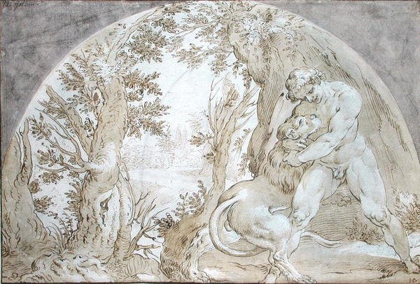 Hercules en de Nemeïsche Leeuw door Hendrik Goltzius