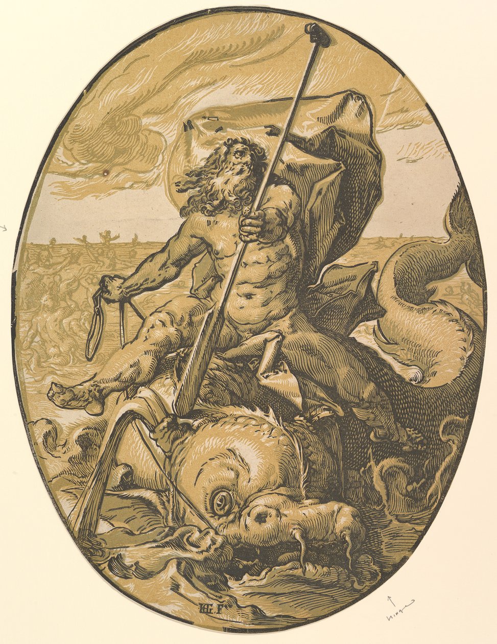 Oceanus, ca. 1589-90 door Hendrik Goltzius