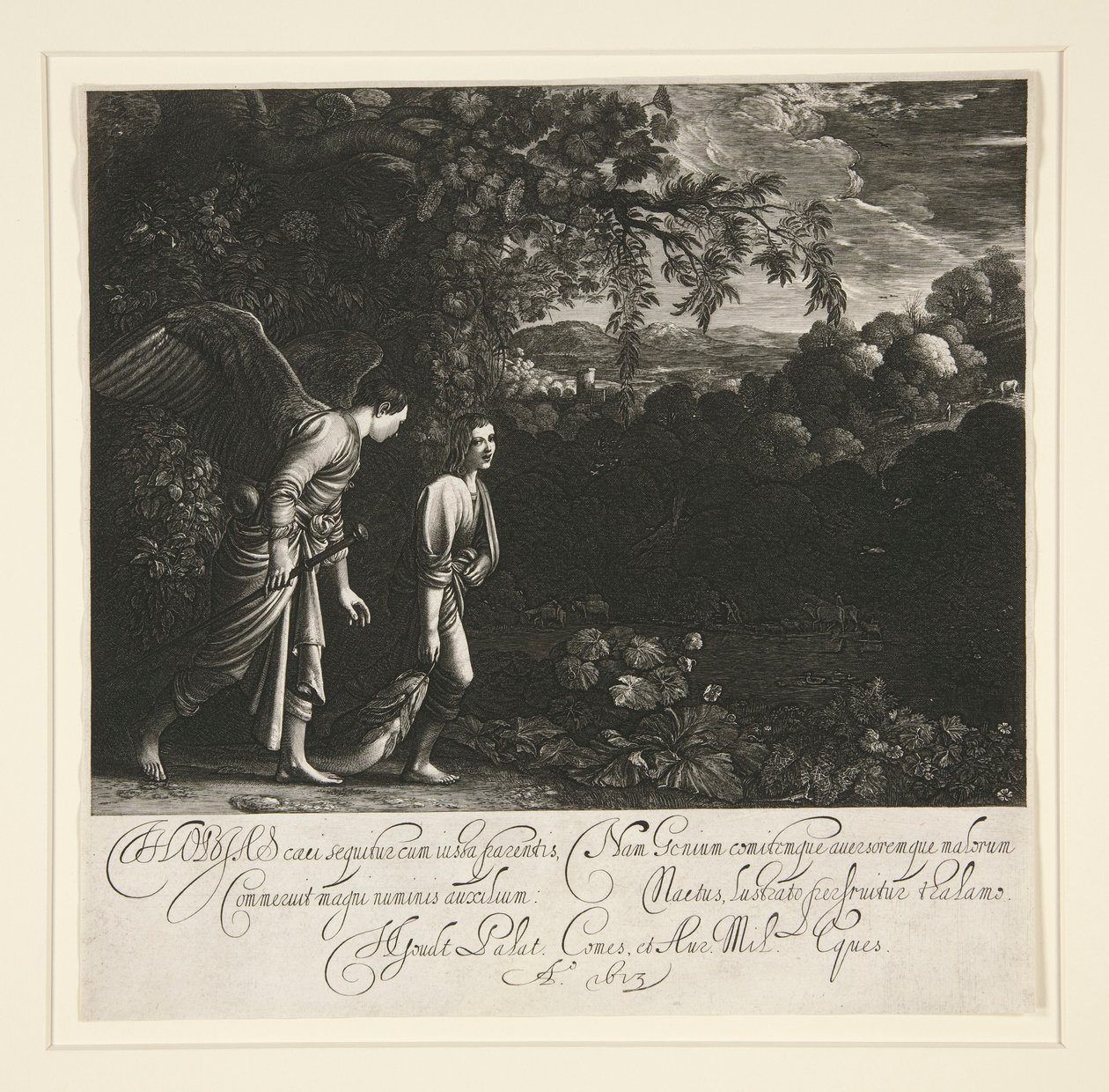 Tobias en de engel door Hendrik Goudt