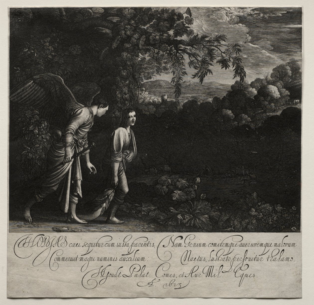 Tobias en de engel (grote plaat) door Hendrik Goudt