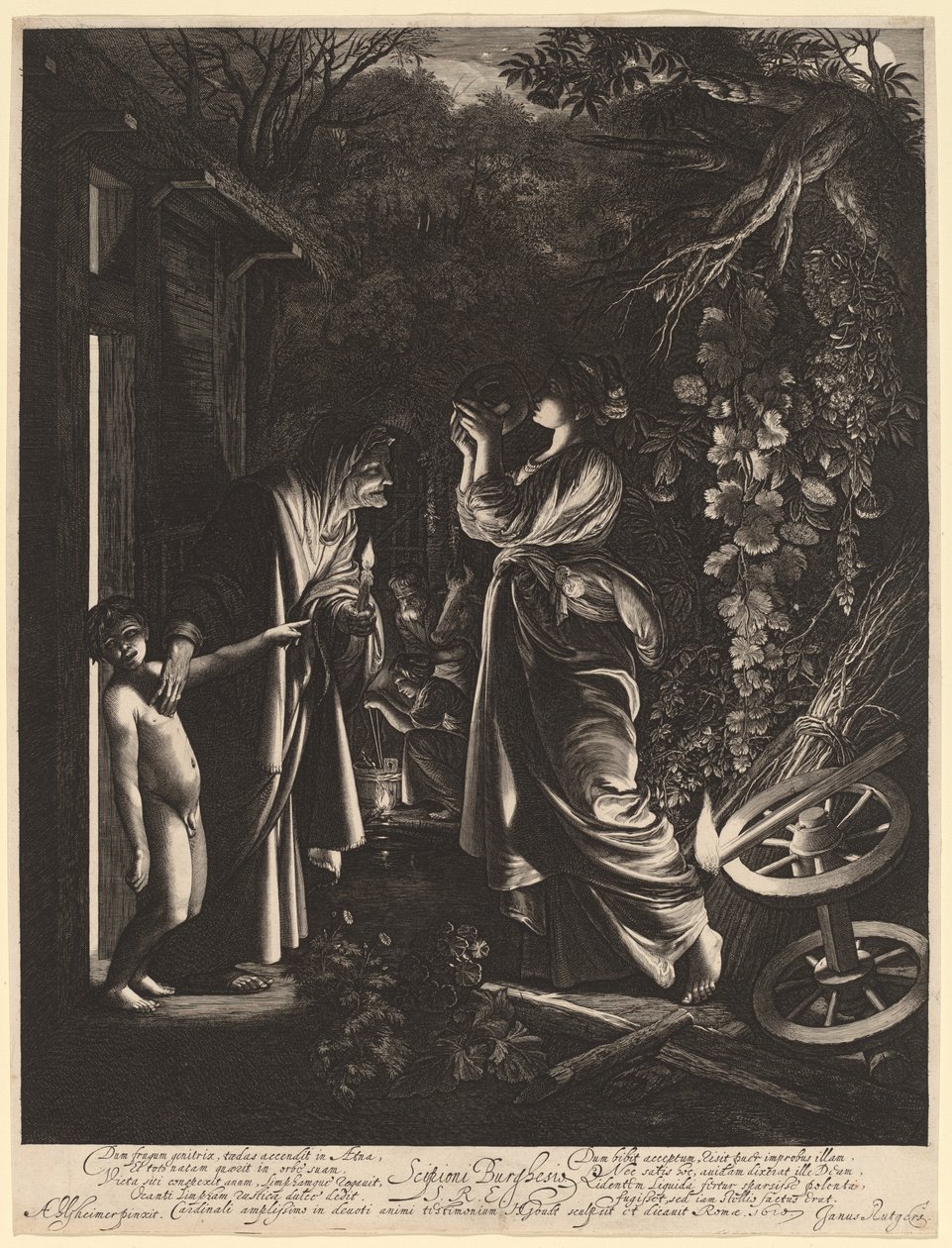 De Bespotting van Ceres door Hendrik Goudt after Adam Elsheimer