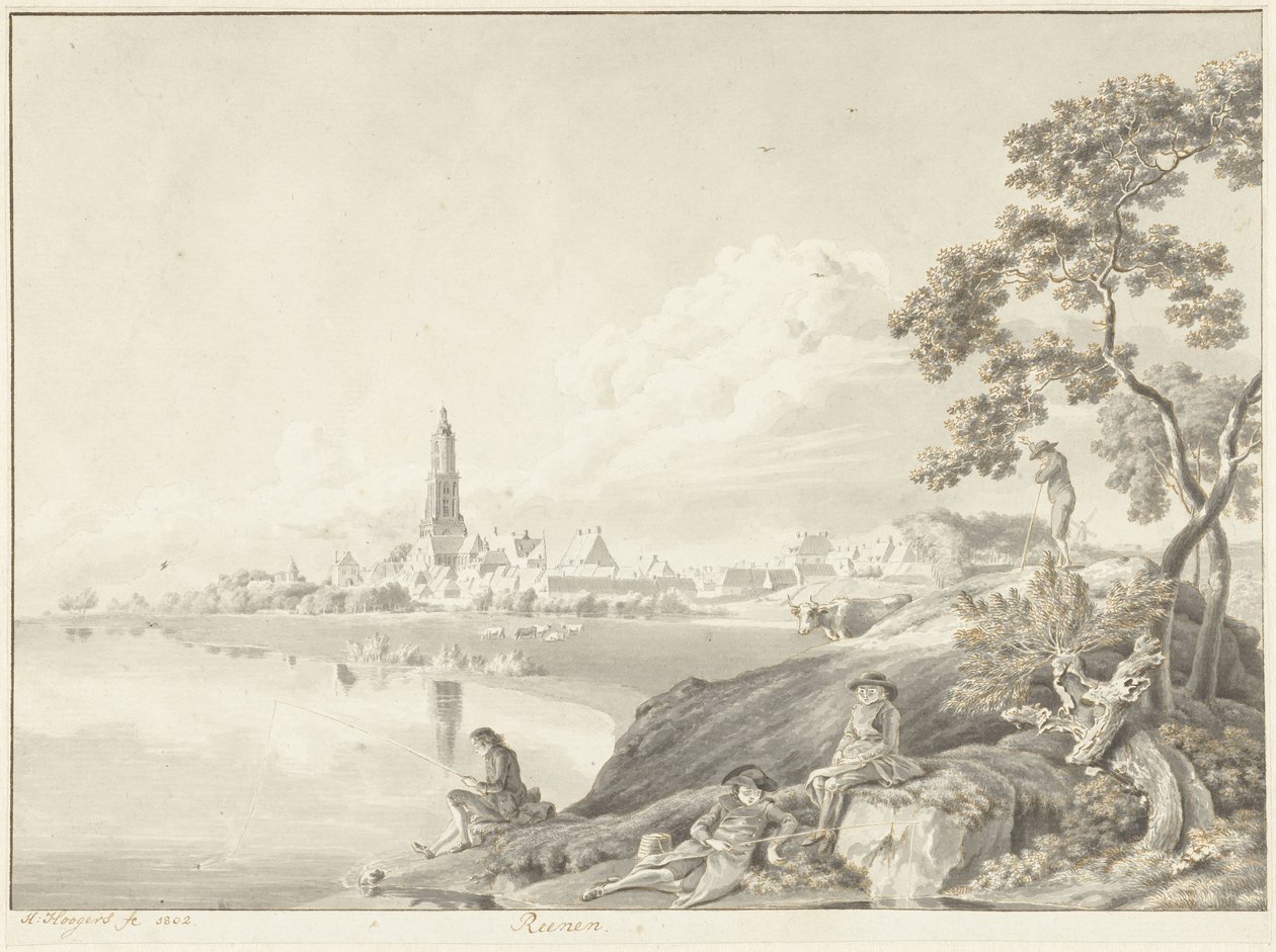 Gezicht op Rhenen door Hendrik Hoogers