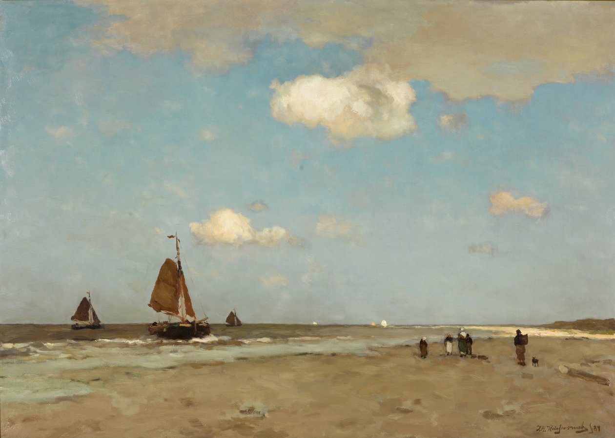 Strandscène, 1887 door Hendrik Johannes Weissenbruch