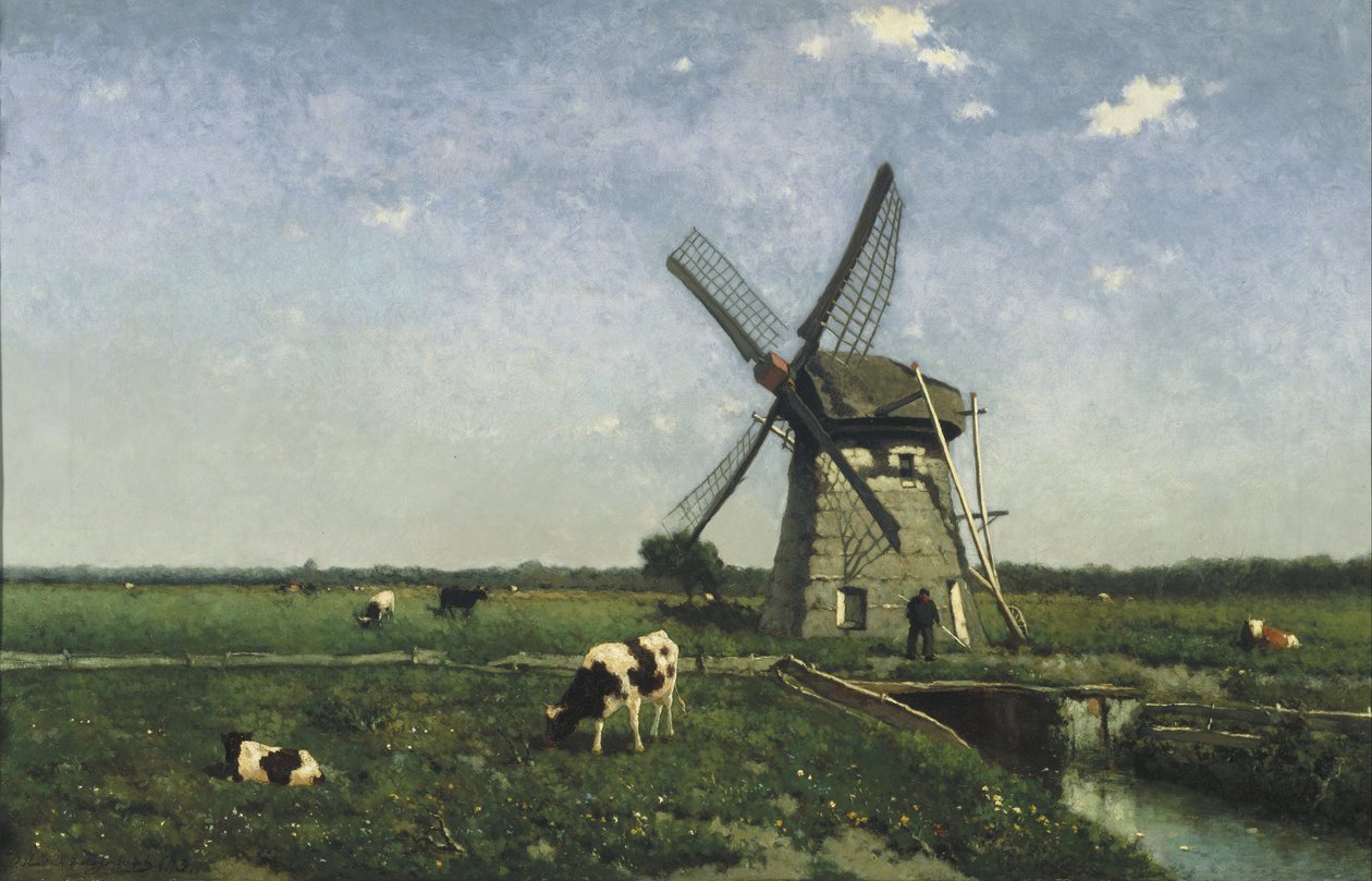 Landschap met molen bij Schiedam, 1873 door Hendrik Johannes Weissenbruch