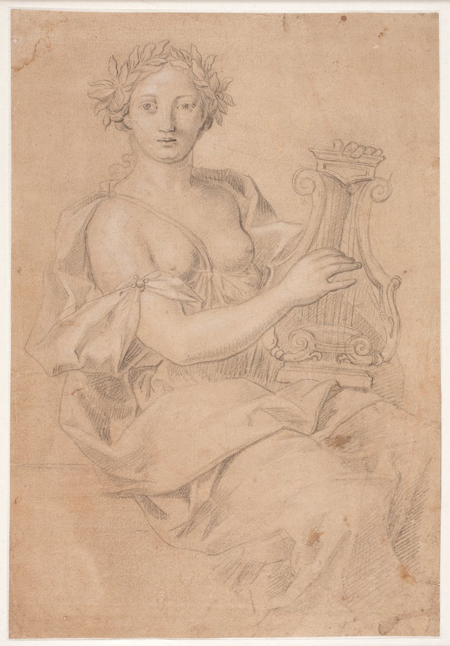 Lierspelende muze (Erato?) door Hendrik Krock