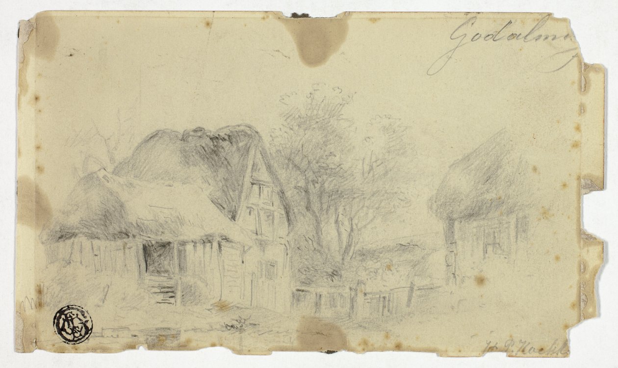 Huis met Rieten Dak door Hendrik Pieter Koekkoek