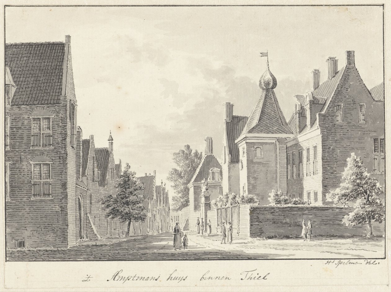 Het Ambtmanshuis te Tiel door Hendrik Spilman