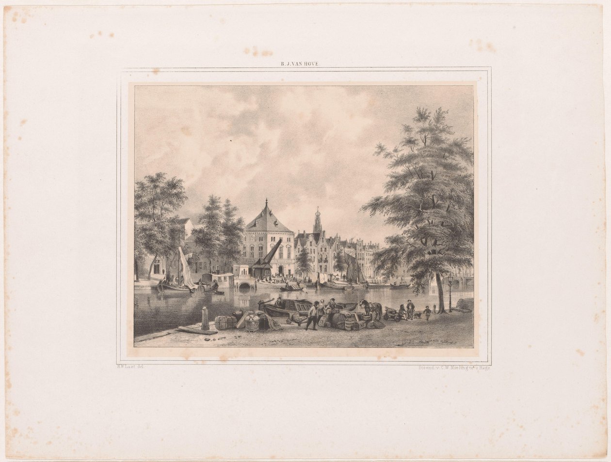 Gezicht op Haarlem vanaf het Spaarne door Hendrik Wilhelmus Last