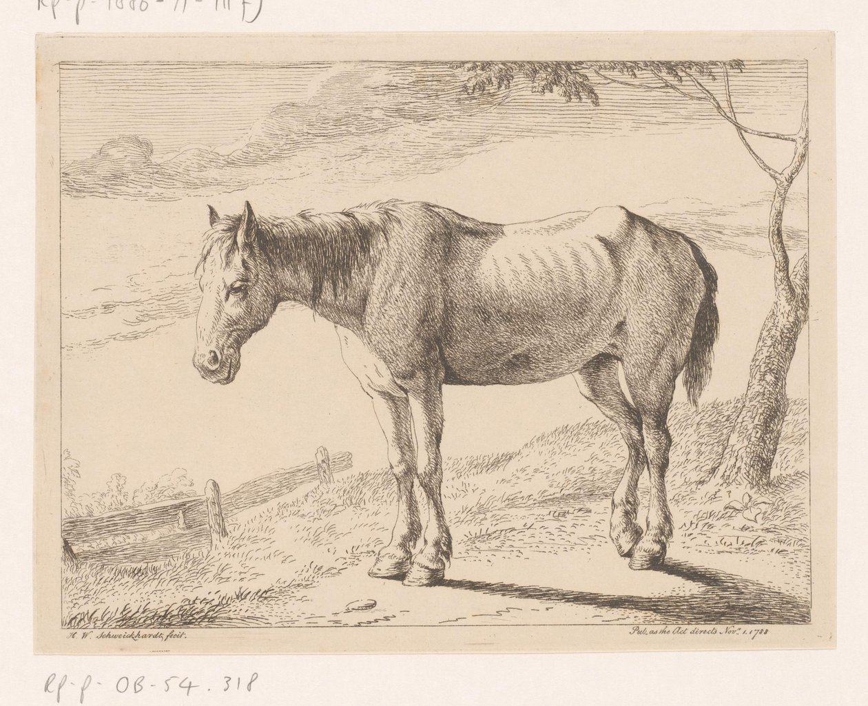 Paard door Hendrik Willem Schweickhardt