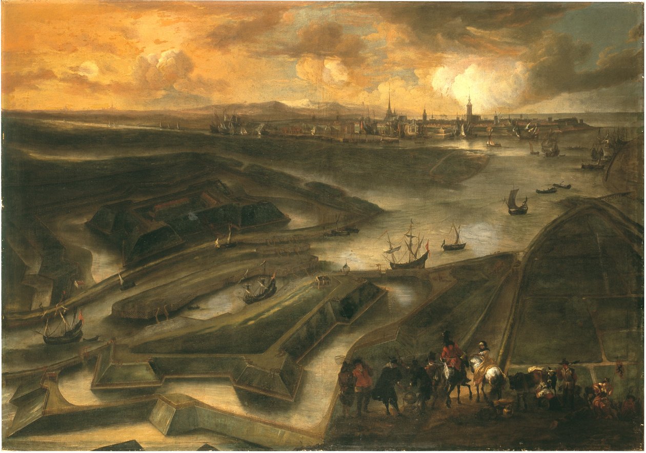 Gezicht op Oostende door Hendrik van Minderhout