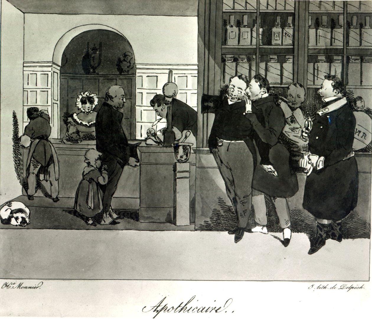 Apotheker, gegraveerd door Delpech door Henri Bonaventure Monnier