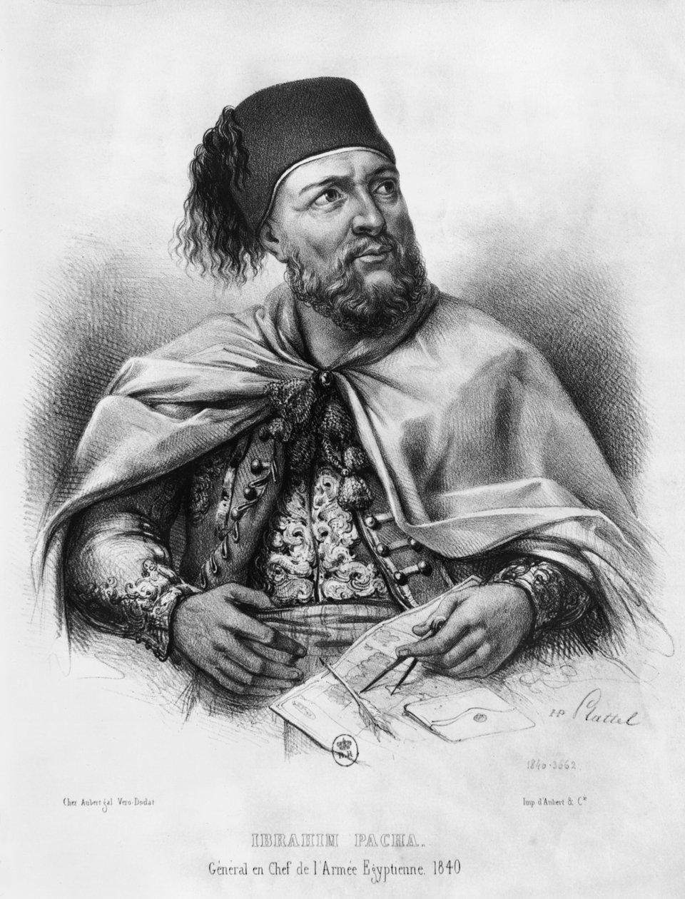 Portret van Ibrahim Pasha, 1840 door Henri Daniel Plattel