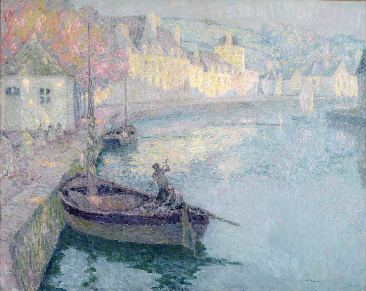 Heldere ochtend, Quimperle, 1923 door Henri Eugene Augustin Le Sidaner