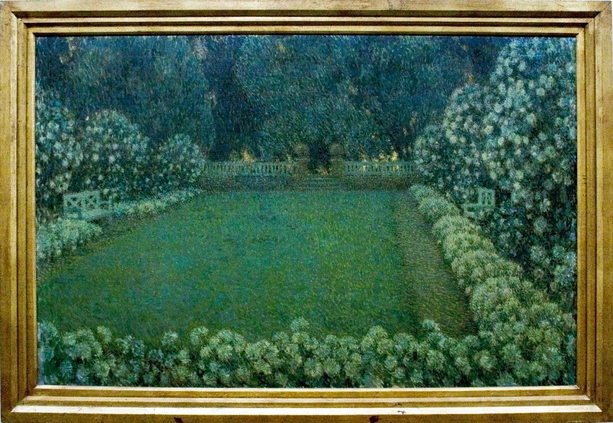 De witte tuin in de schemering door Henri Eugene Augustin Le Sidaner