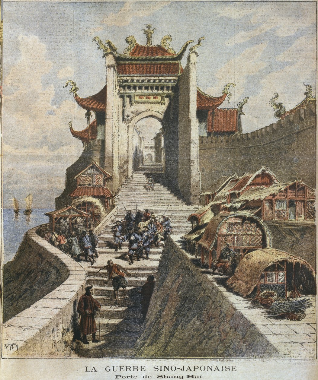 Sino-Japanse Oorlog, Shanghai poort, illustratie uit 