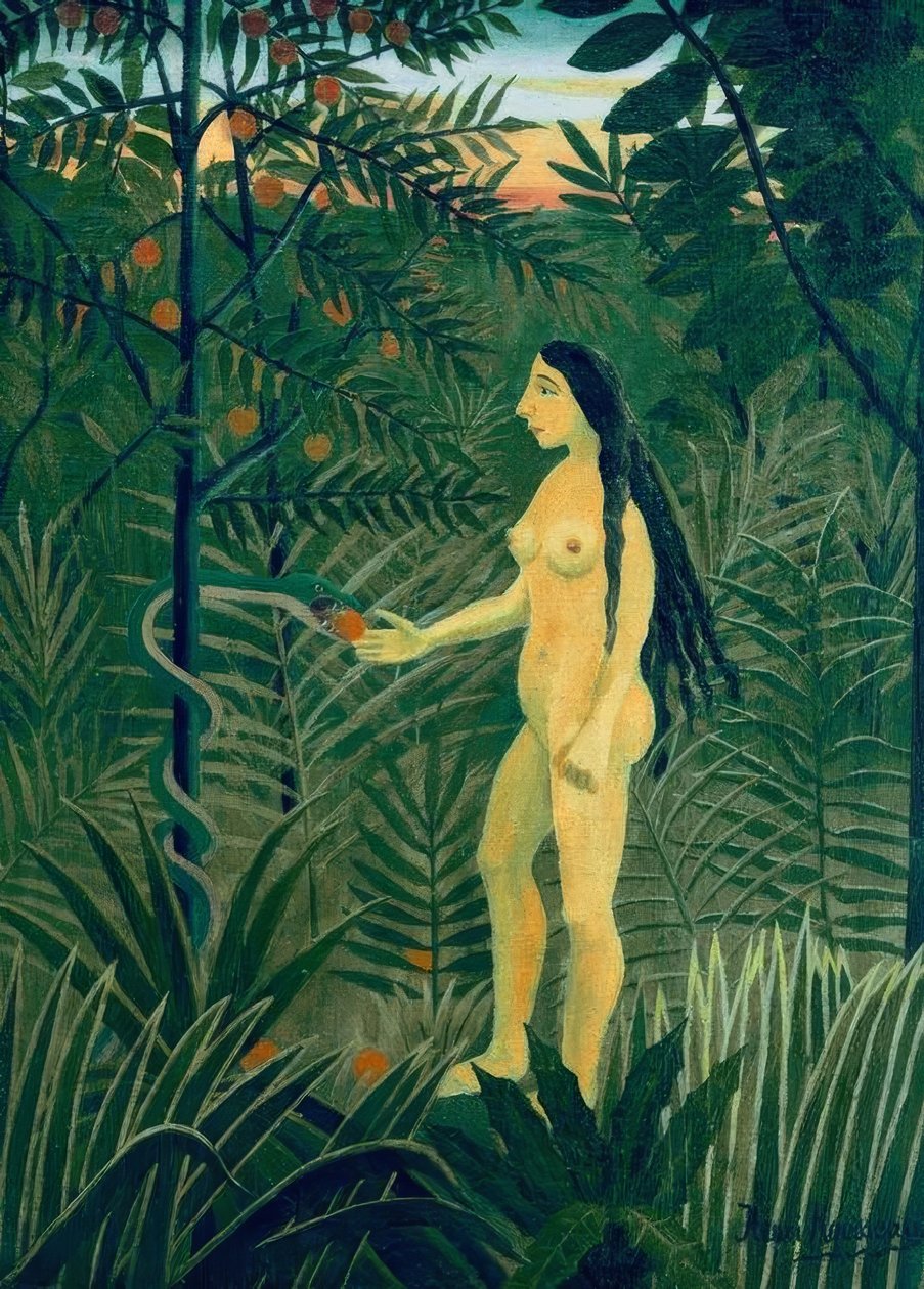 Eva en de slang door Henri Rousseau