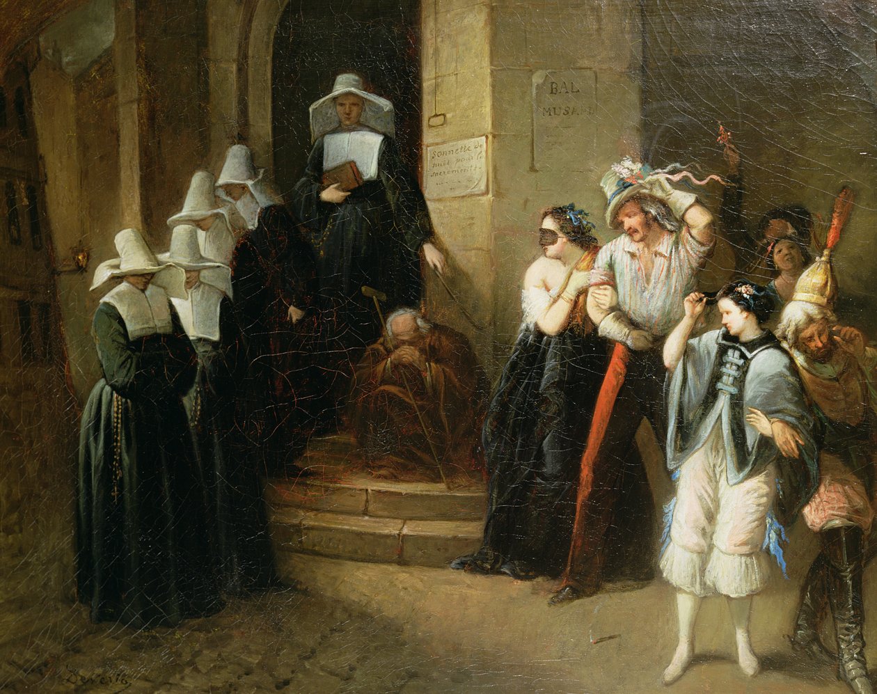 Het gemaskerde bal, c.1870 door Henri Victor Deveria
