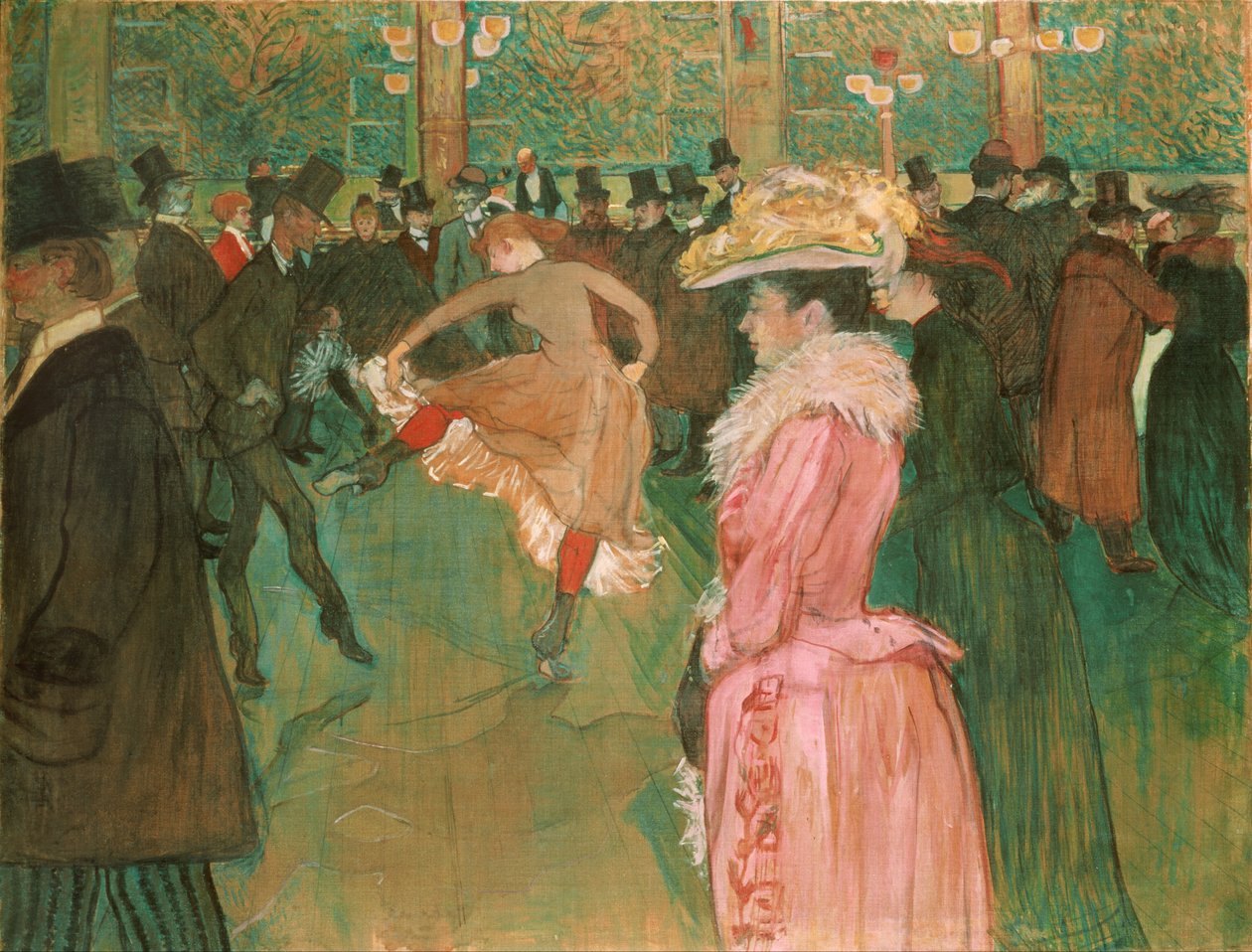 In de Moulin Rouge - De Dans door Henri de Toulouse Lautrec