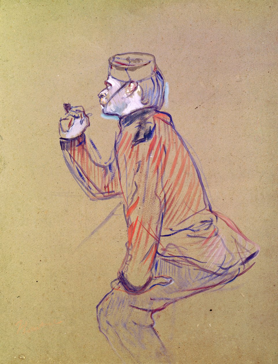 Engelse soldaat die een pijp rookt, 1898 door Henri de Toulouse Lautrec