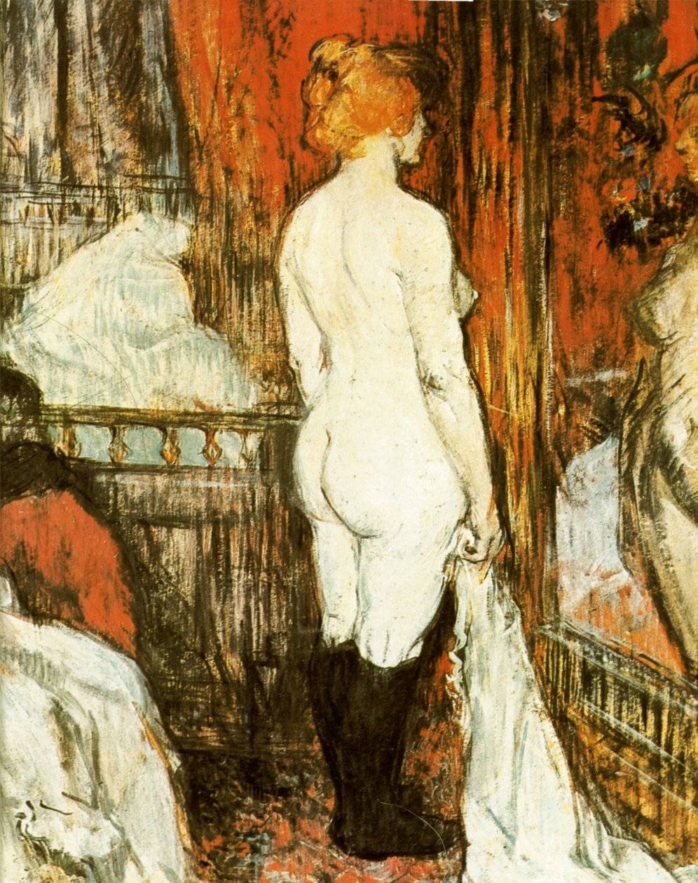 Naakte vrouw voor haar spiegel door Henri de Toulouse Lautrec