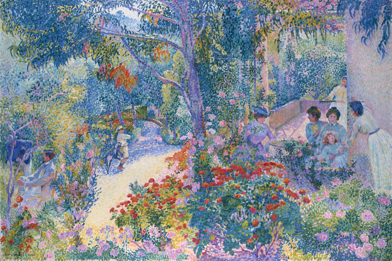 Middag in de tuin door Henri Edmond Cross