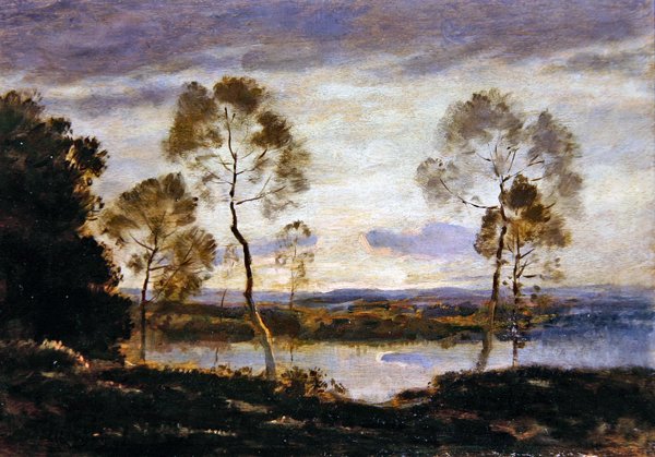 Avond aan de Rivier door Henri Joseph Harpignies