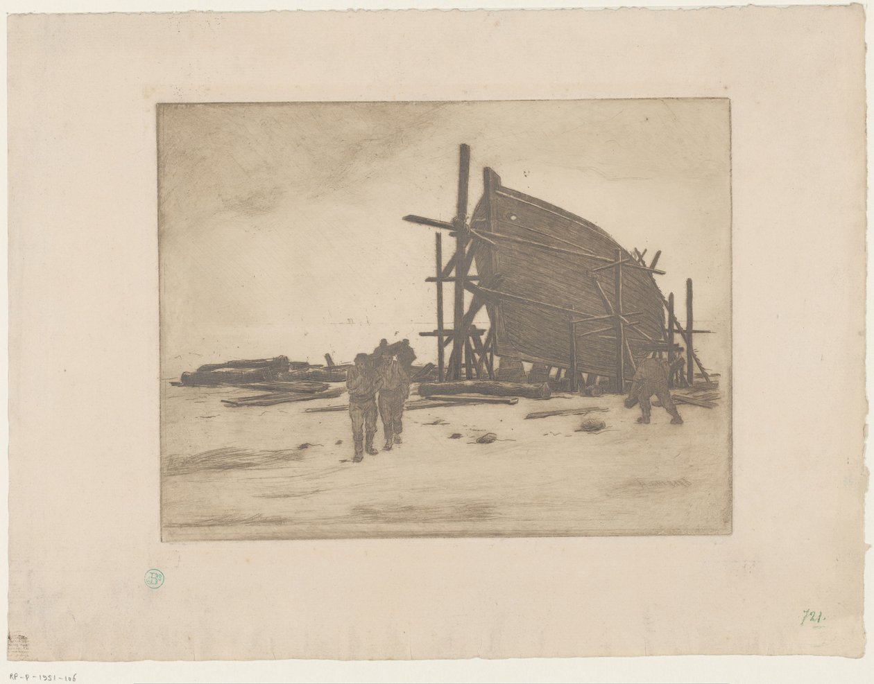 Boot in aanbouw door Henri Charles Guérard
