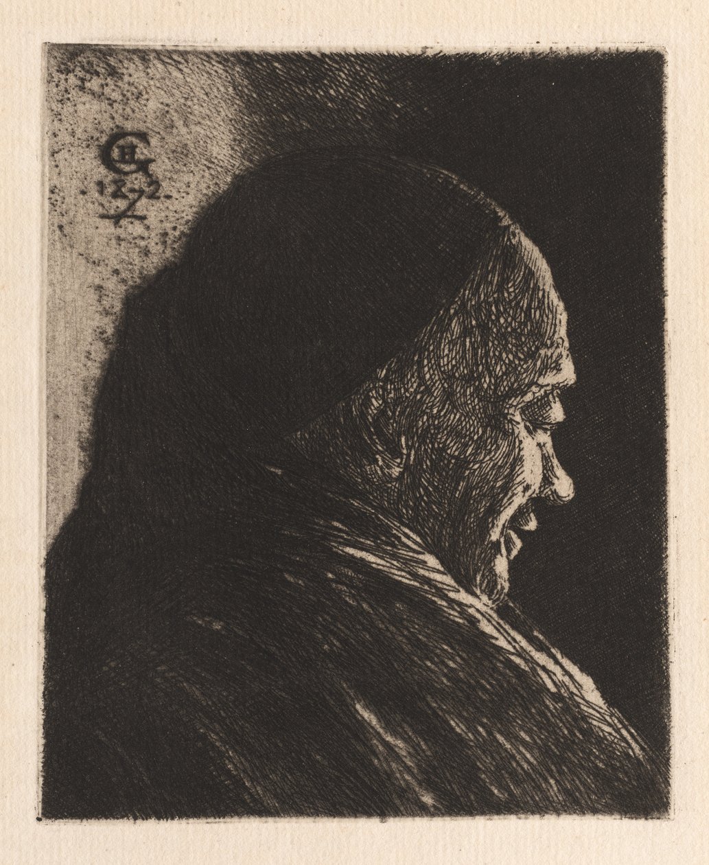 Hoofd van een Oude Man, 1872 door Henri Charles Guérard