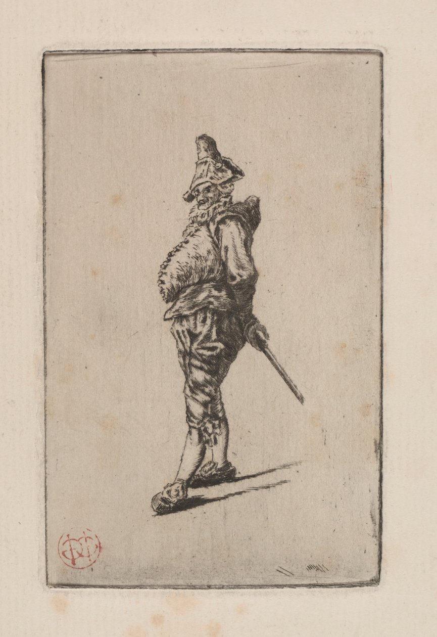 Punchinello, naar Meissonier door Henri Charles Guérard