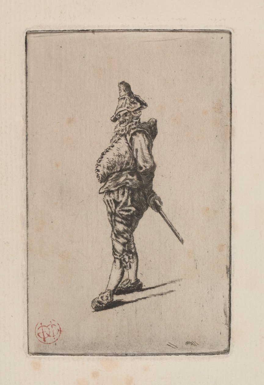 Punchinello, naar Meissonier door Henri Charles Guérard