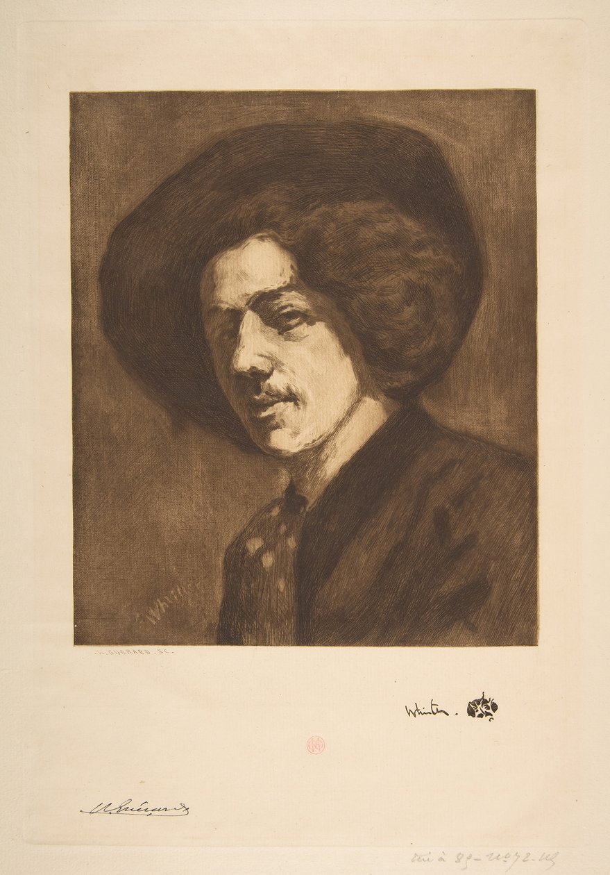 Whistlers portret van zichzelf, 1888 door Henri Charles Guérard