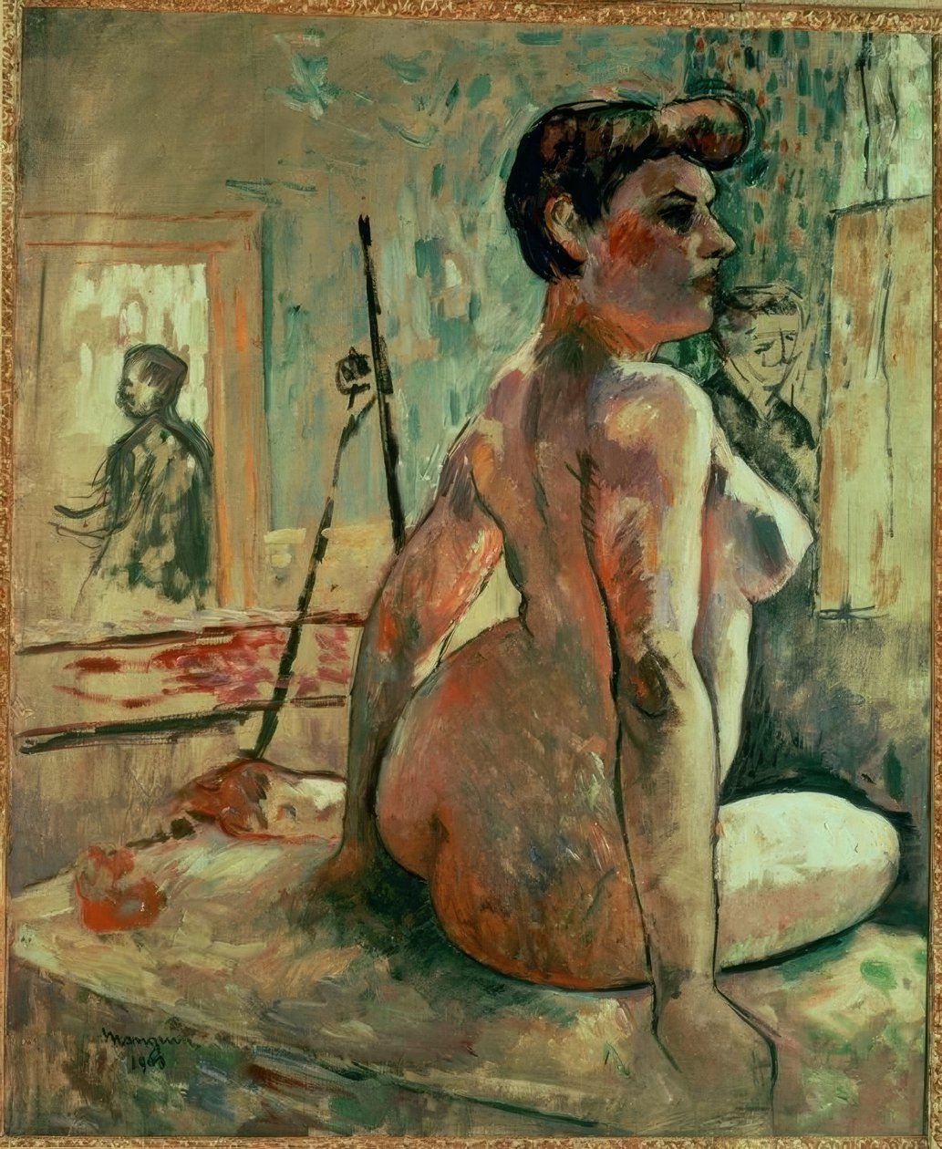 Naakte vrouw in het atelier door Henri Charles Manguin