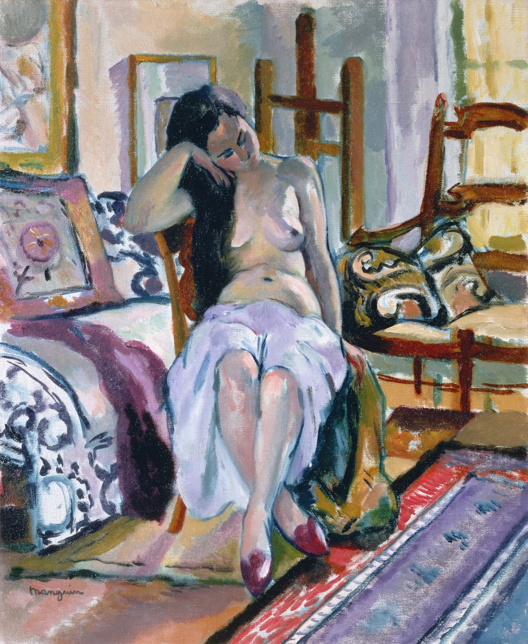 Naakt in een Interieur door Henri Charles Manguin