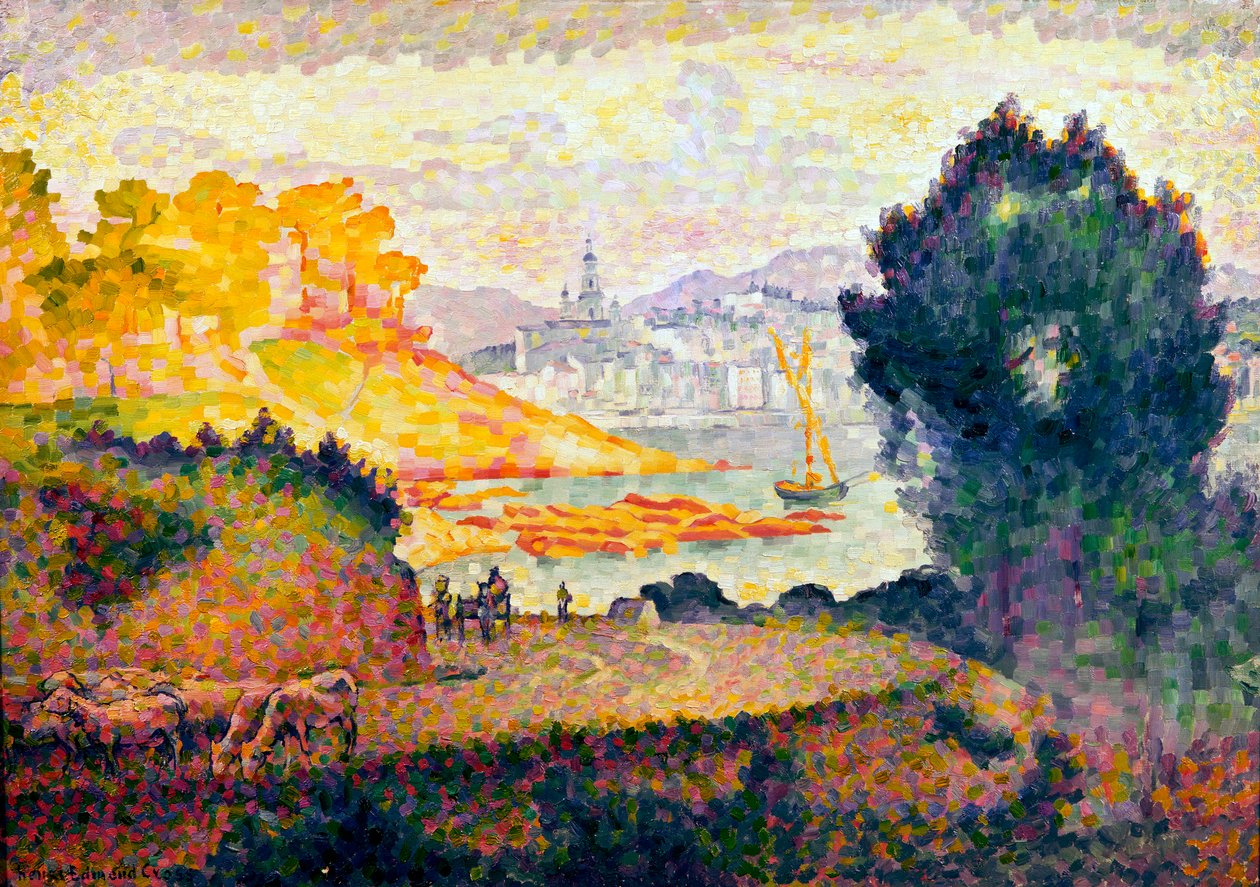 Een uitzicht op Menton, 1899-1900 door Henri Edmond Cross