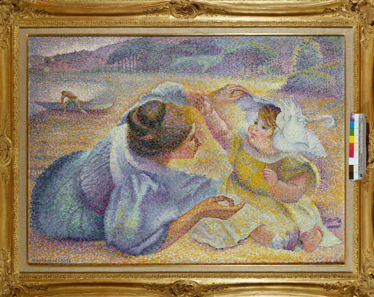 Moeder die met haar Kind Speelt, ca. 1897 door Henri Edmond Cross