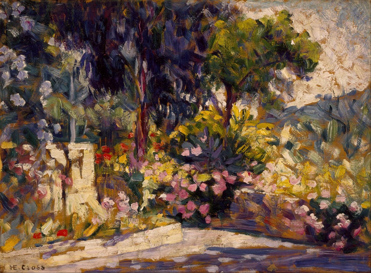 Het bebloemde terras door Henri Edmond Cross
