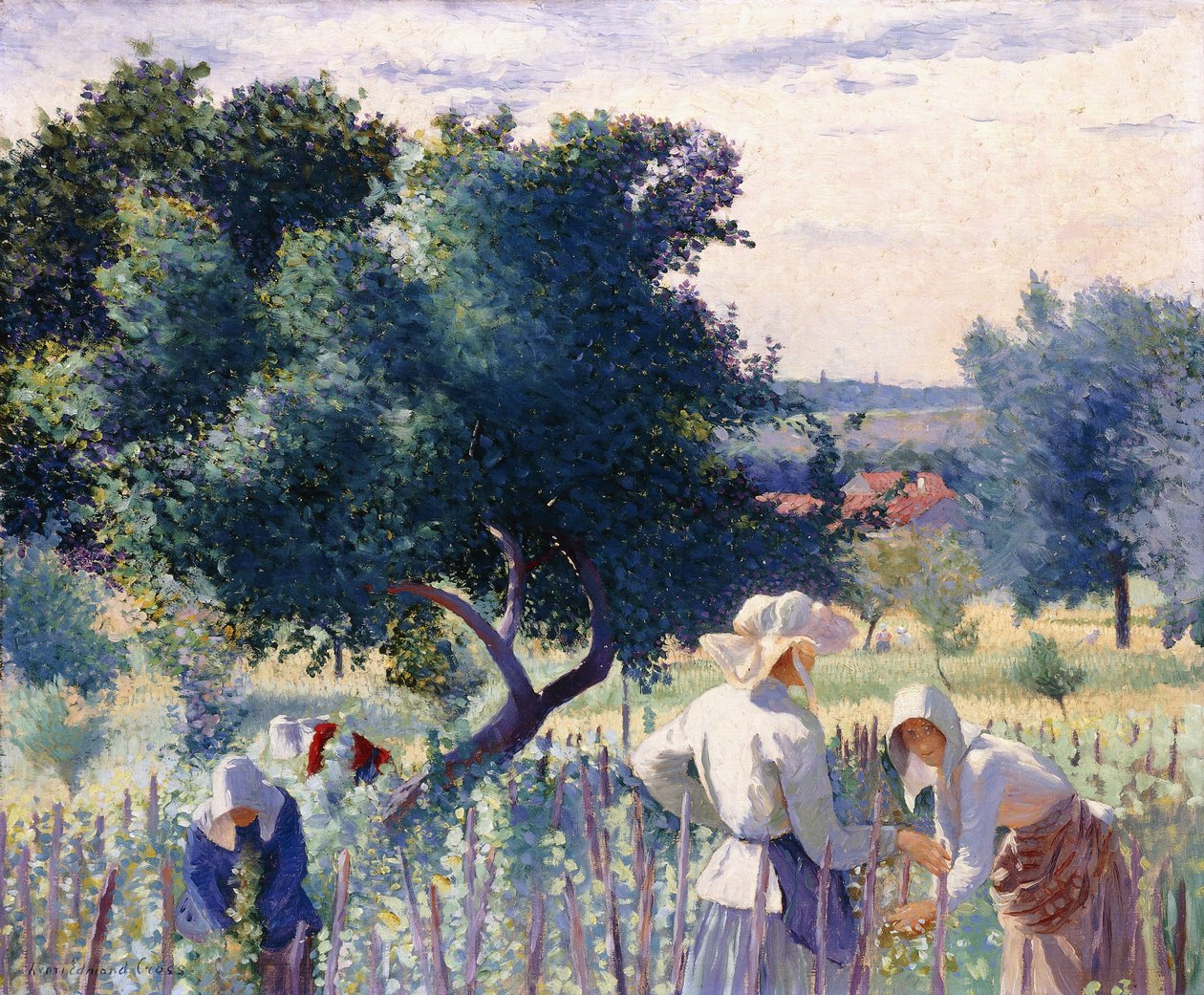 Vrouwen die wijnstokken binden, 1890 door Henri Edmond Cross