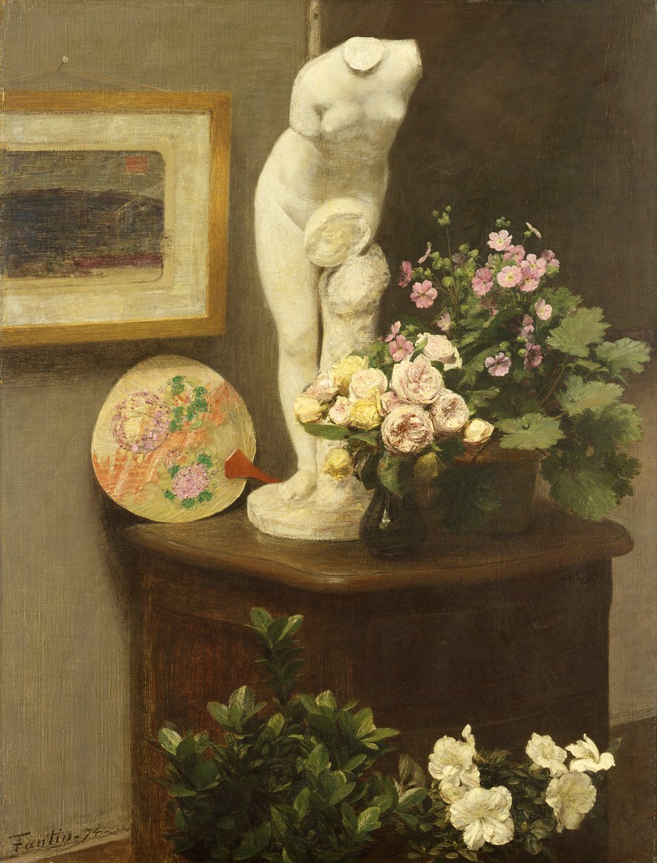 Bloemen en Diverse Objecten door Ignace Henri Jean Fantin Latour